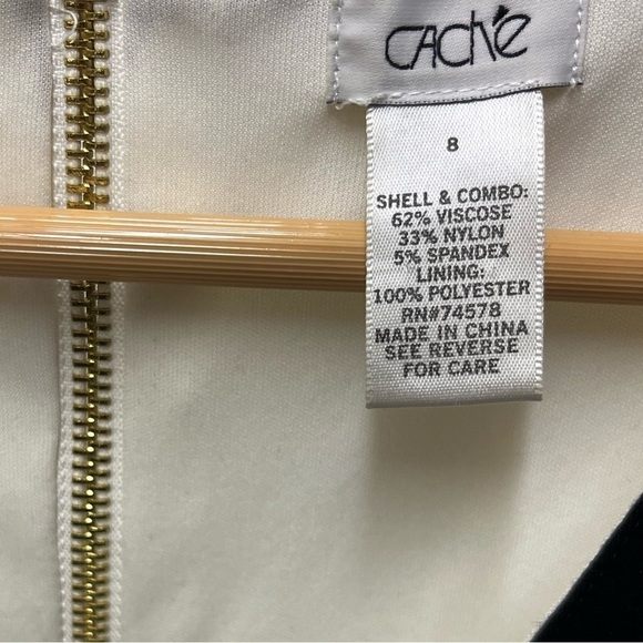 Cache White With Black Stripes Bodycon Dress Size 8 - Picture 3 of 7